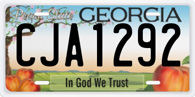 GA license plate CJA1292