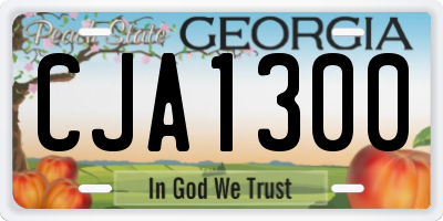 GA license plate CJA1300