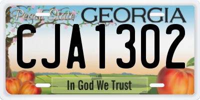 GA license plate CJA1302