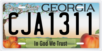 GA license plate CJA1311