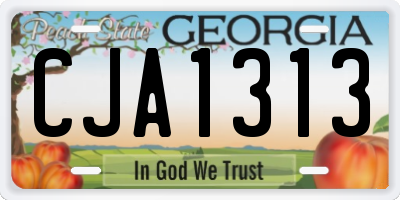 GA license plate CJA1313