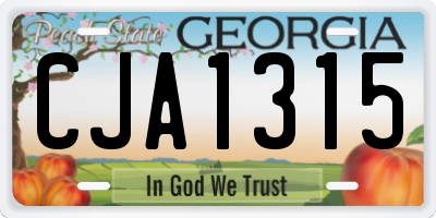 GA license plate CJA1315
