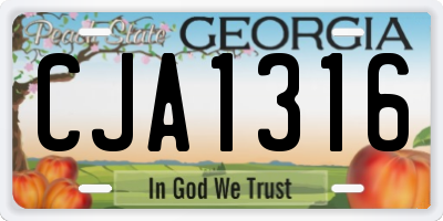 GA license plate CJA1316