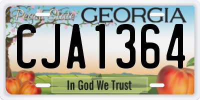 GA license plate CJA1364