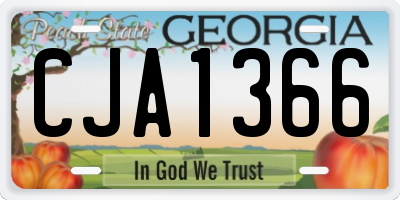 GA license plate CJA1366