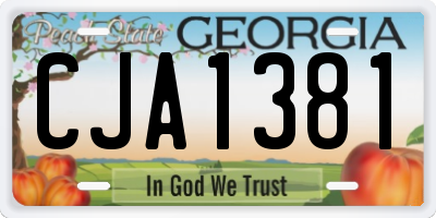 GA license plate CJA1381