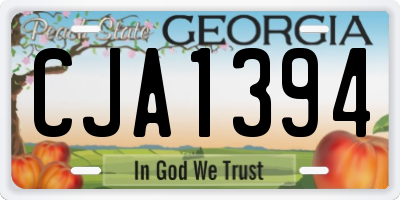 GA license plate CJA1394