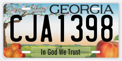GA license plate CJA1398