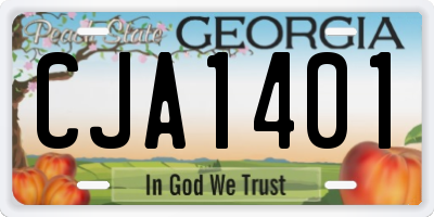 GA license plate CJA1401