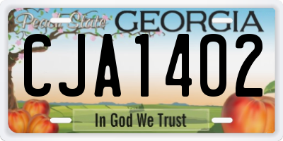GA license plate CJA1402