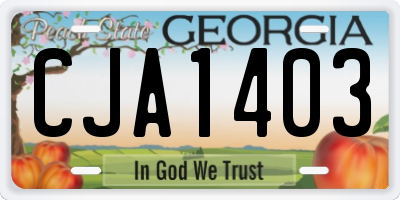 GA license plate CJA1403