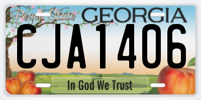 GA license plate CJA1406