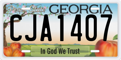 GA license plate CJA1407