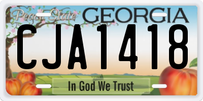 GA license plate CJA1418