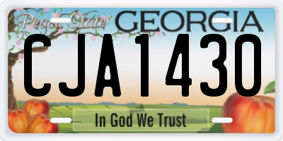 GA license plate CJA1430