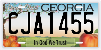 GA license plate CJA1455
