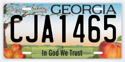 GA license plate CJA1465