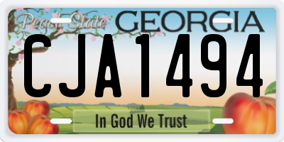 GA license plate CJA1494