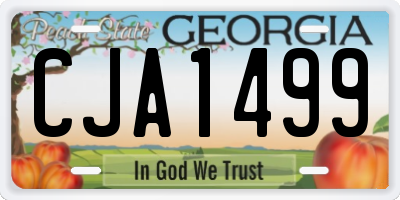 GA license plate CJA1499