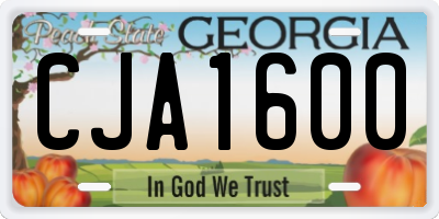GA license plate CJA1600