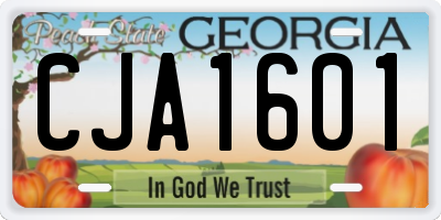 GA license plate CJA1601
