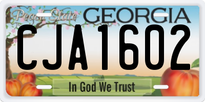 GA license plate CJA1602