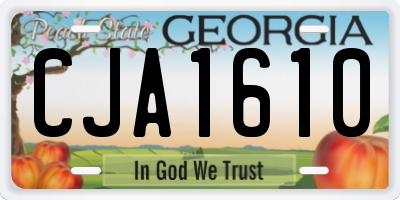 GA license plate CJA1610