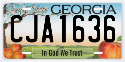 GA license plate CJA1636