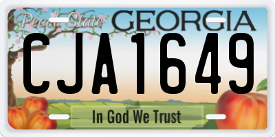 GA license plate CJA1649