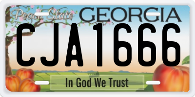 GA license plate CJA1666