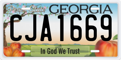 GA license plate CJA1669