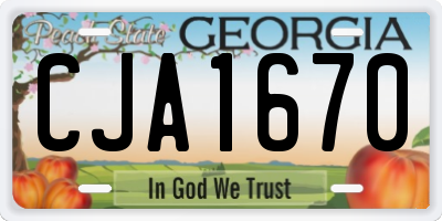 GA license plate CJA1670