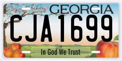 GA license plate CJA1699