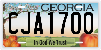 GA license plate CJA1700