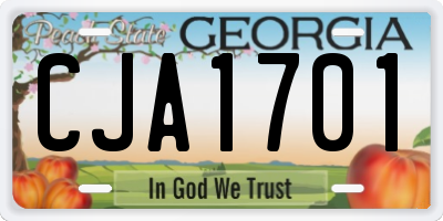 GA license plate CJA1701
