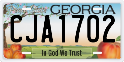 GA license plate CJA1702