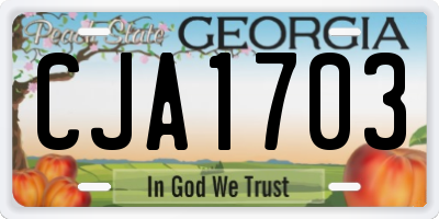 GA license plate CJA1703