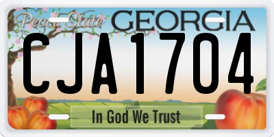 GA license plate CJA1704