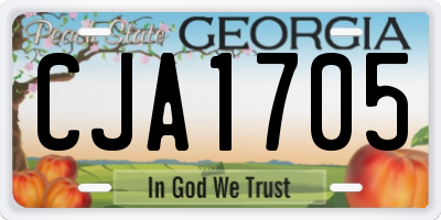 GA license plate CJA1705