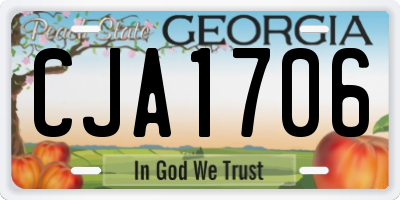 GA license plate CJA1706