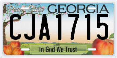 GA license plate CJA1715