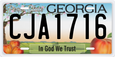 GA license plate CJA1716