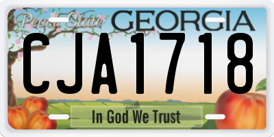 GA license plate CJA1718