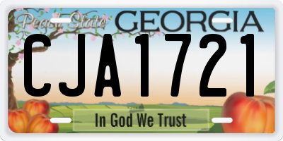 GA license plate CJA1721