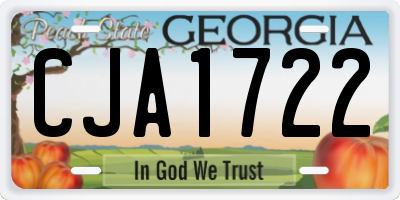 GA license plate CJA1722