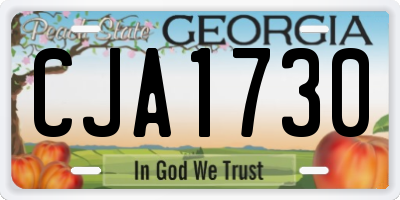 GA license plate CJA1730