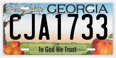 GA license plate CJA1733