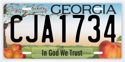 GA license plate CJA1734
