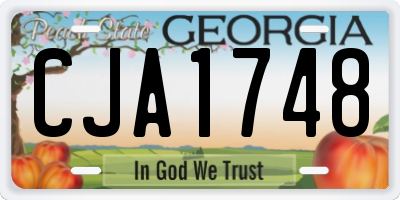 GA license plate CJA1748