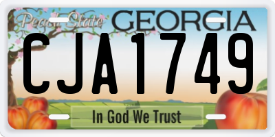 GA license plate CJA1749